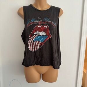 The Rolling Stones Grey Graphic Tank in L